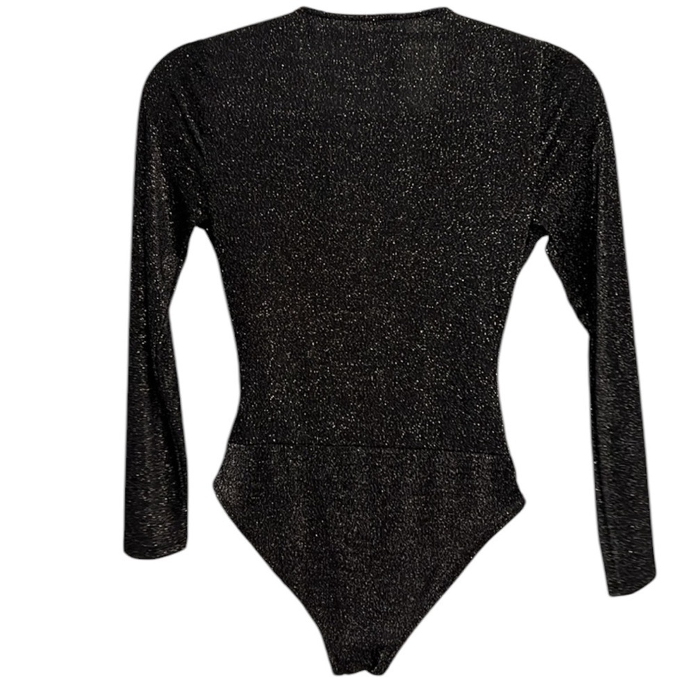 Ten Sixty Sherman size XS black metallic plunge longsleeve bodysuit - Picture 3 of 4